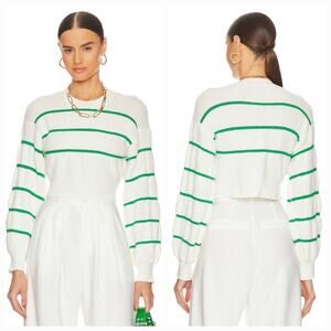 Superdown Sophia Stripe Sweater in White & Green